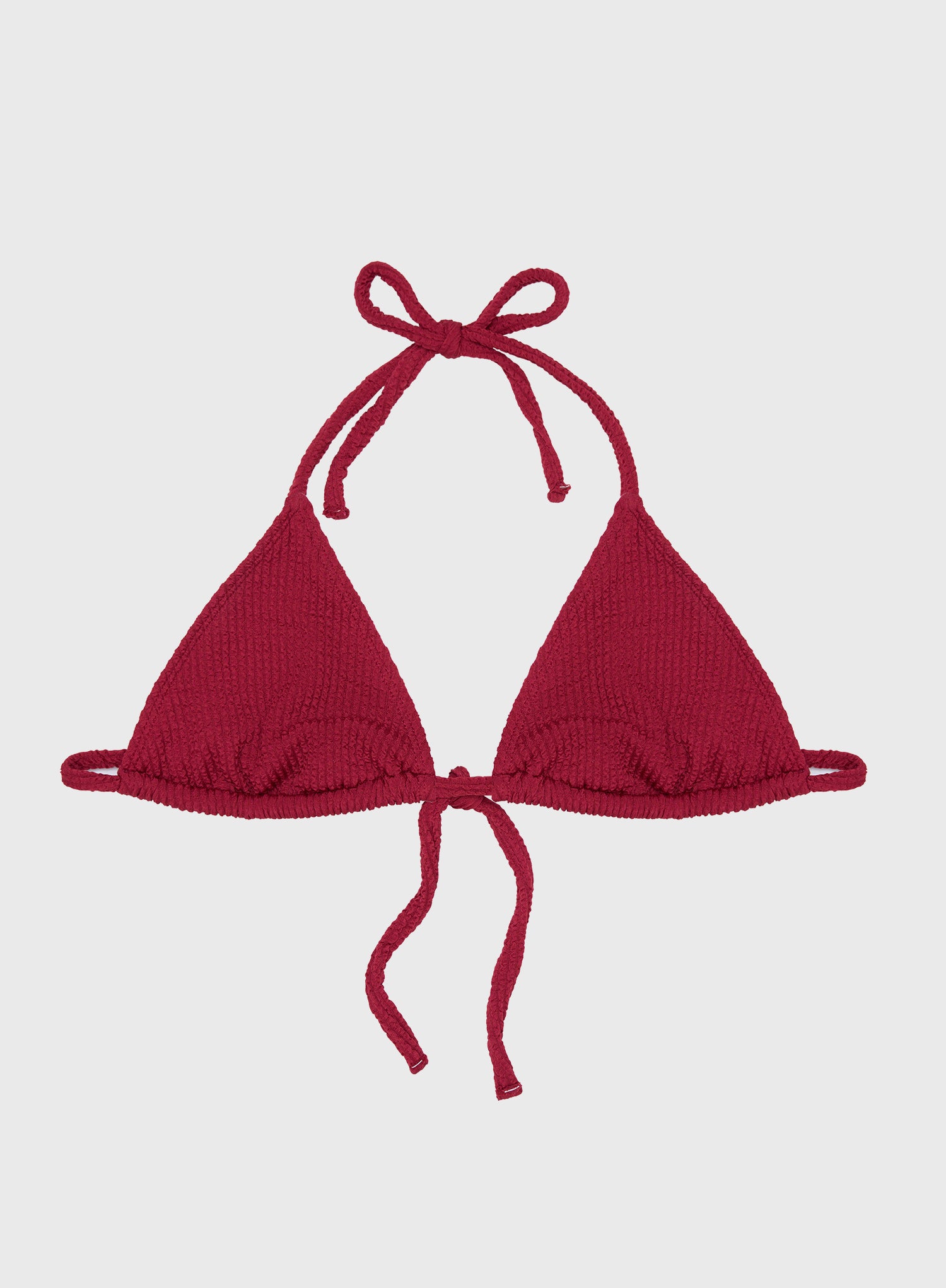 Red Crinkle Triangle Bikini Top